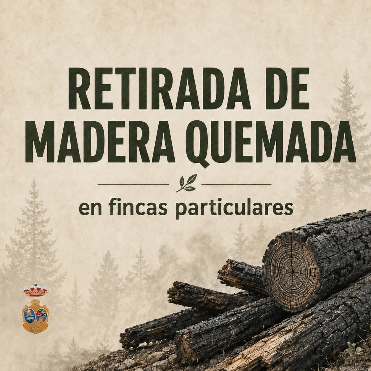 Retirada de madera quemada en fincas particulares